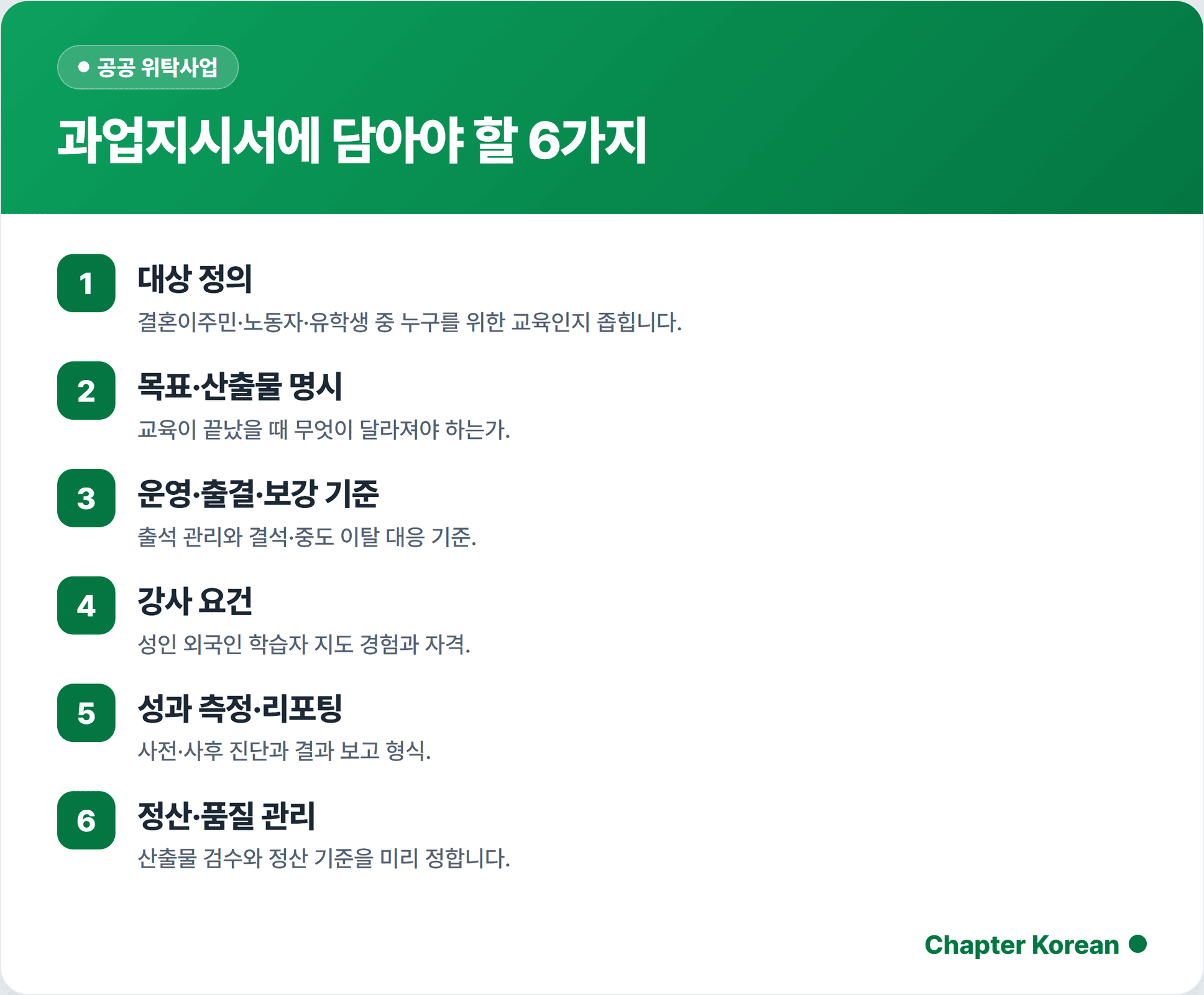 과업지시서에 담아야 할 6가지 항목